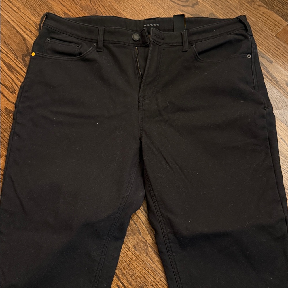 CAT Men's Straight Leg Fleece Lined Stretch Canvas Work Pants Black 40 x 32